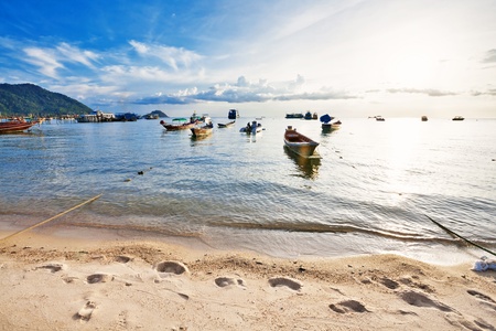 Boats in the tropical sea  Phi Phi island  Thailand の写真素材