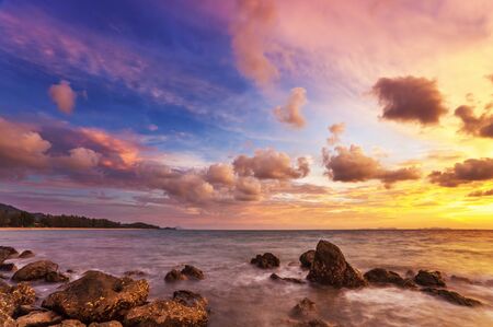 Tropical beach at beautiful sunset  Nature background の写真素材