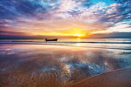 Tropical beach at beautiful sunset. Nature background の写真素材
