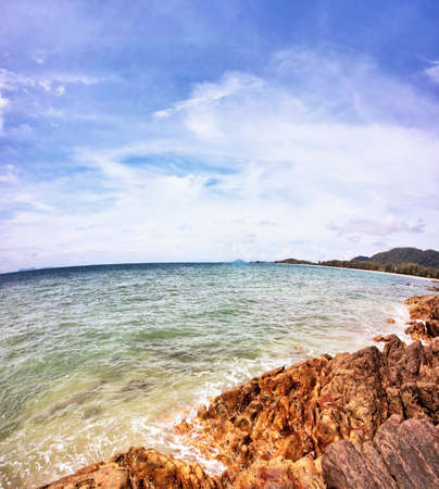 Beautiful tropical beach with  sea view, clean water & blue sky. Nature backgroundの写真素材