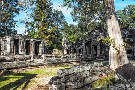 Ancient buddhist khmer temple in Angkor Wat complex, Cambodiaの写真素材