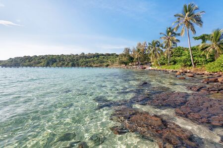 Beautiful tropical beach with  sea view, clean water   blue sky  Nature backgroundの写真素材
