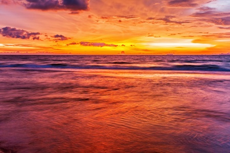 Tropical beach at beautiful sunset  Nature background の写真素材