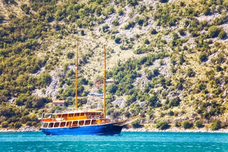 Pleasure craft in a retro style in the sea. Montenegro の写真素材