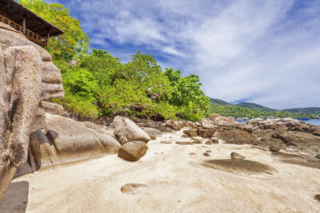 Beautiful tropical beach with  sea view, clean water & blue sky. Nature backgroundの写真素材