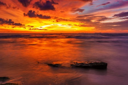 Tropical beach at beautiful sunset  Nature background の写真素材