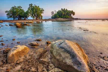 Tropical beach at beautiful sunset  Nature background の写真素材