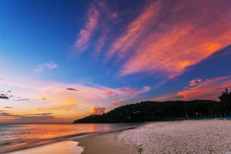 Tropical beach at beautiful sunset  Nature background の写真素材