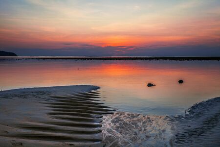 Tropical beach at beautiful sunset  Nature background の写真素材