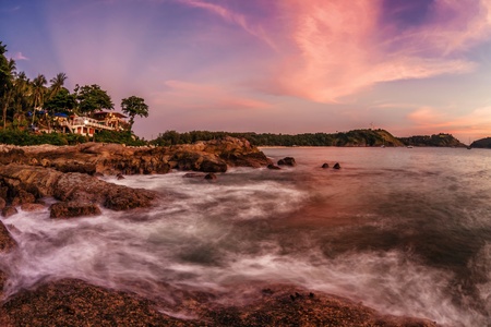 Tropical beach at beautiful sunset  Nature background の写真素材