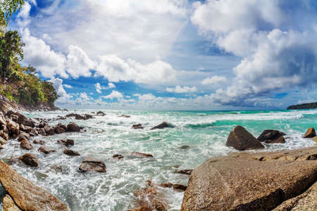 Beautiful tropical beach with  sea view, clean water   blue sky の写真素材