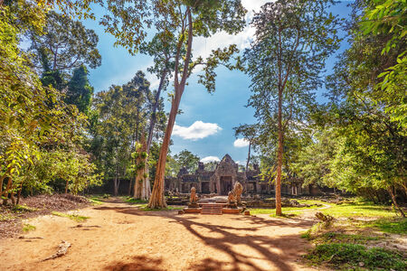 Ancient buddhist khmer temple in Angkor Wat complex, Cambodiaの写真素材