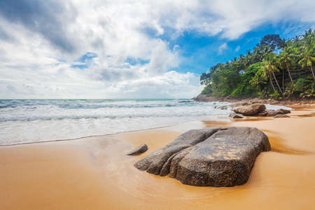 tropical beach under gloomy sky  Thailandの写真素材
