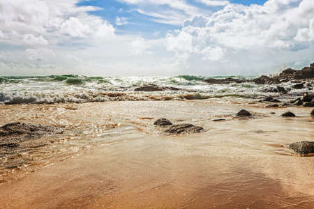 tropical beach under gloomy sky  Thailandの写真素材
