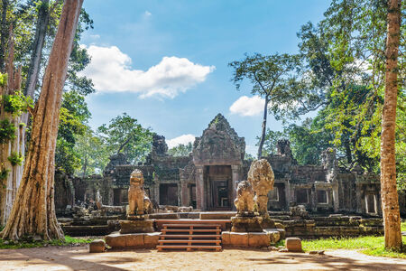Ancient buddhist khmer temple in Angkor Wat complex, Cambodiaの写真素材