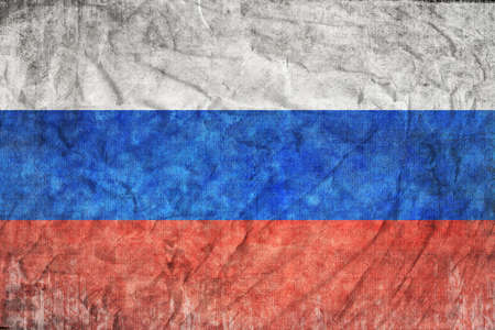 The flag of Russia on a grunge postcard as abstract background Digitall y generated image  の写真素材