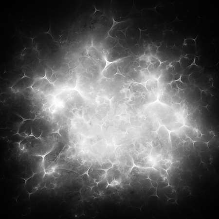 Digital abstract fractal background generated at computer in black and white.