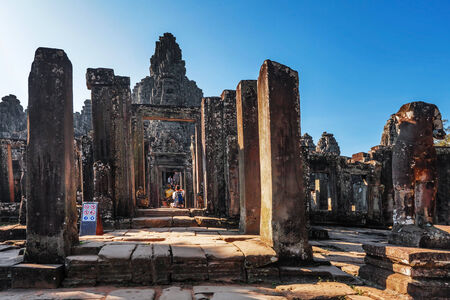Bayon - ancient buddhist khmer temple in Angkor Wat complex, Cambodiaのeditorial素材