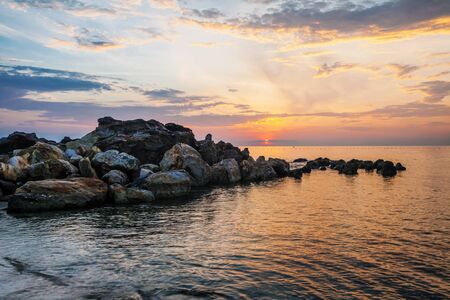 Beach at sunset at Phu Quoc island  in Vietnamの写真素材