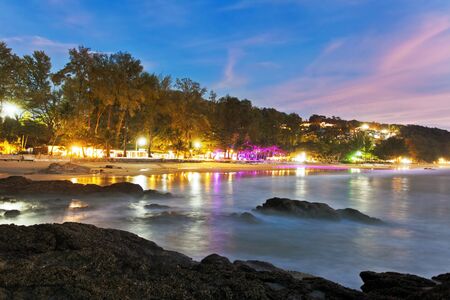 Tropical beach after sunset in beach lights. Nature backgroundの写真素材