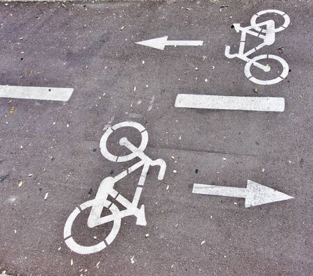 Designation bike lane on a street in Madridの写真素材