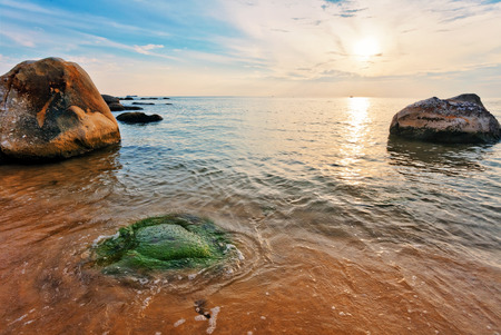 Beach at sunset at Phu Quoc island  in Vietnamの写真素材