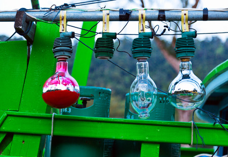 Abstract signal lamps on the sailing boatの写真素材