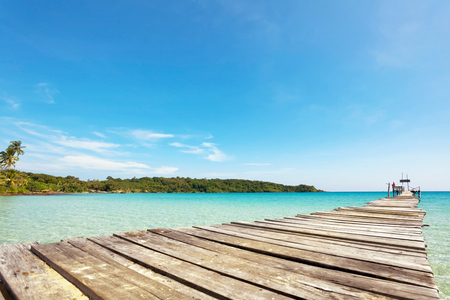 View from the pier on the sea at loneliness beachの写真素材