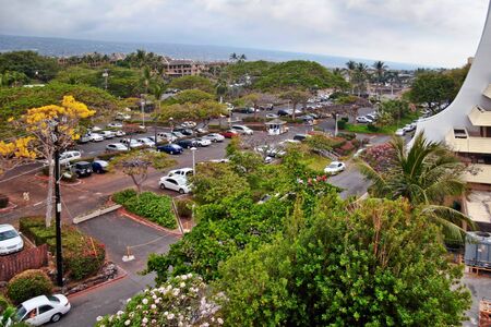 Big Island, USA - 12 MAY, 2007: View of the parking lot of the hotel Royal Kona Resort in Kailua-Kona, Big Island, Hawaii, USAのeditorial素材