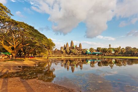 Angkor Wat in warm sunset light at Siem Reap. Cambodiaの写真素材