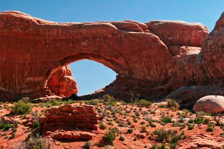 Beautiful arch rock formations in Arches National Park, Utah, USAの写真素材