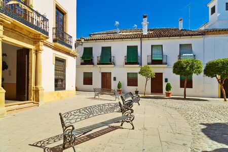Street in the old town of Ronda, Spainの写真素材