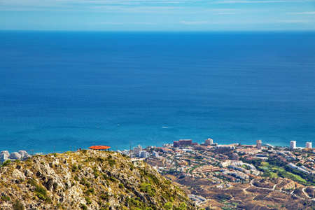 Panoramic view of Costa del Sol from the top of Calamorro mountain, Benalmadena, Andalusia province, Spain.の写真素材