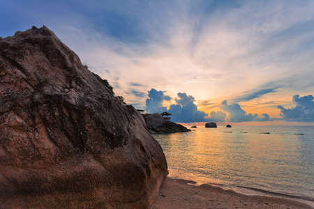 Tropical beach at beautiful sunset. Nature backgroundの写真素材