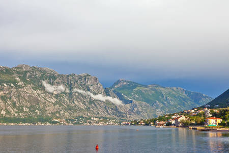 Nice mountain and sea under cloudy weather. Kotor. Montenegro