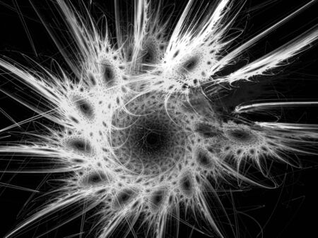 Digital abstract fractal background generated at computer in black and white.の写真素材