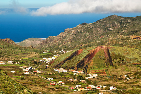 View of the valley, the sky and the sea in Tenerife, Canary Islands, Spainの写真素材