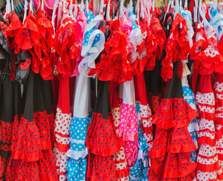 flamenco traditional Spanish dresses on saleの写真素材