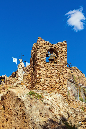 Jesus statue on shrine to the Virgin of the Rock in Mijas. Mijas is a lovely Andalusian town on the Costa del Sol. Spainの写真素材