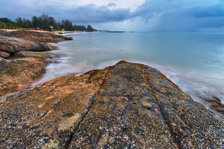 Coast of the Andaman sea at colorful sunset, Khao Lak, Thailand.の写真素材