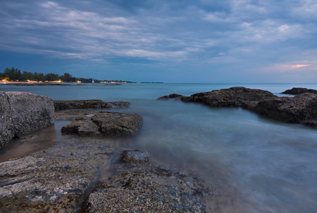 Coast of the Andaman sea at colorful sunset, Khao Lak, Thailand.