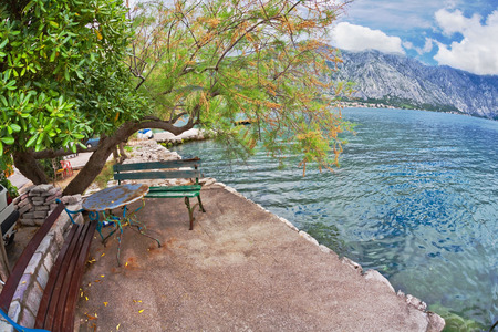 seafront with sea and mountain views.  Montenegroの写真素材