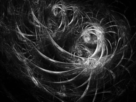 Digital abstract fractal background generated at computer in black and white.の写真素材