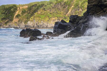 Amazing sea landscape Moinhos beach Porto Formoso Sao Miguel island Azores island Portugalの写真素材