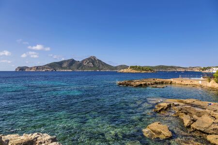 Landscape with rocks over the sea under the sky.Mallorca island, Spain Mediterranean Sea, Balearic Islands.の写真素材