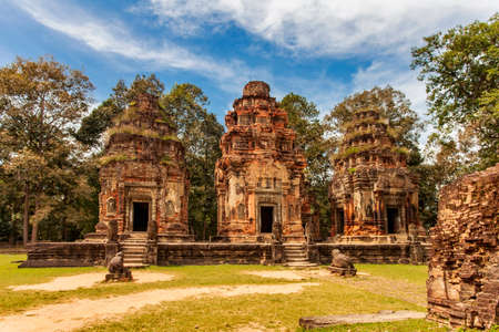 Ancient buddhist khmer temple in Angkor Wat complex, Cambodiaの写真素材