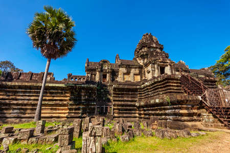 Ancient buddhist khmer temple in Angkor Wat complex, Cambodiaの写真素材