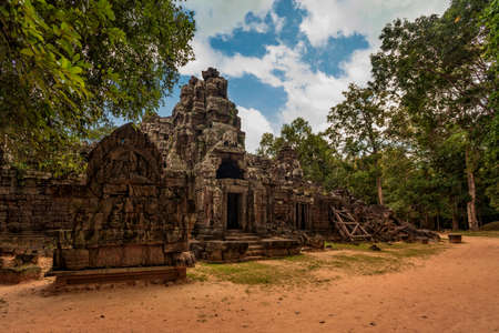 Ancient buddhist khmer temple in Angkor Wat complex, Cambodiaの写真素材