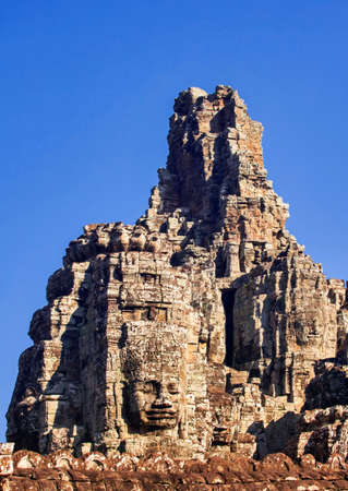 Faces of ancient Bayon Temple At Angkor Wat, Siem Reap, Cambodia