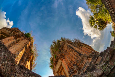 Ancient buddhist khmer temple in Angkor Wat complex, Cambodiaの写真素材
